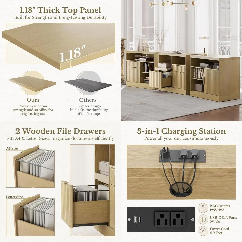 Современный деревянный шкаф для документов с отделкой под орех, с зарядной станцией и подставкой для принтера, подходит для документов формата A4/Letter.
Современный деревянный шкаф для документов с отделкой под орех, с зарядной станцией и подставкой для принтера, подходит для документов формата A4/Letter.
