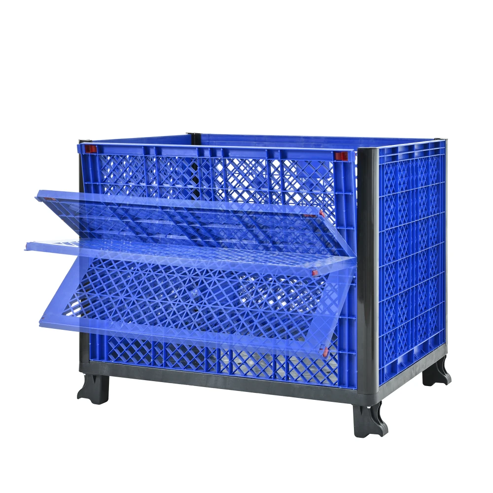 Collapsible Bulk Container:Mesh Walls,600lb Capacity,Stackable 4-High,4 Stacking Feet,Blue
Collapsible Bulk Container:Mesh Walls,600lb Capacity,Stackable 4-High,4 Stacking Feet,Blue
