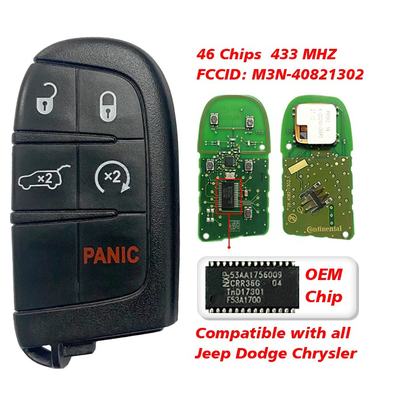 CN087006 Оригинальный 5-кнопочный смарт-брелок 434 МГц PCF7945 M3N-40821302 433 МГц 68150061AC для Dodge Durango 2014+
CN087006 Оригинальный 5-кнопочный смарт-брелок 434 МГц PCF7945 M3N-40821302 433 МГц 68150061AC для Dodge Durango 2014+