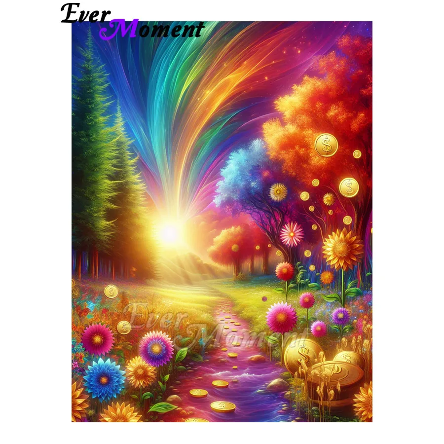 Ever Moment 5D DIY Зачарованный Лес Золотые Монеты Река Деревья Цветы Пейзаж Алмазная Живопись Декор Для Дома ASF2970 
Ever Moment 5D DIY Зачарованный Лес Золотые Монеты Река Деревья Цветы Пейзаж Алмазная Живопись Декор Для Дома ASF2970