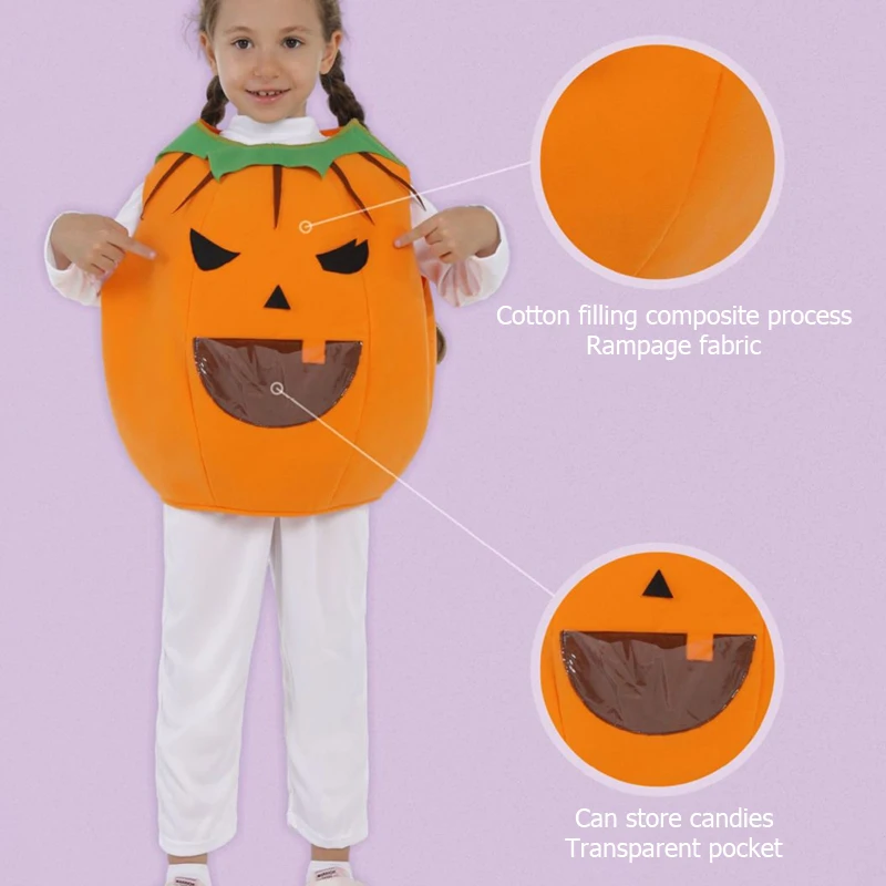 Kids Halloween Pumpkin Cosplay Girls Candy Collector Fancy Dress Up Party Outfit Girls Festive Party Stage Performance Cosplay 
Kids Halloween Pumpkin Cosplay Girls Candy Collector Fancy Dress Up Party Outfit Girls Festive Party Stage Performance Cosplay