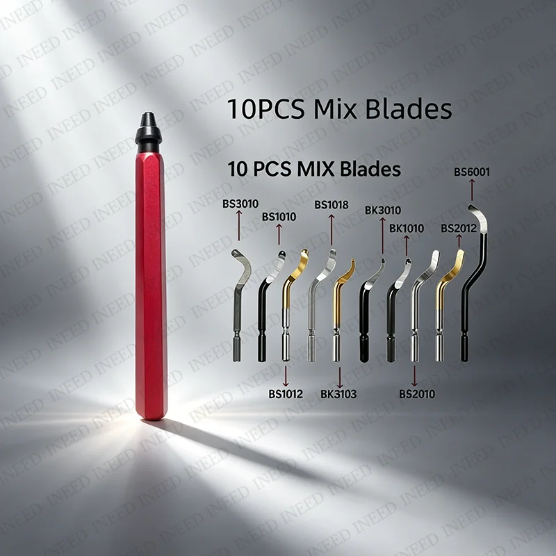 Deburring Tool Kit with 10 MIX Blades Burr Remover Metal Hand Tool Set for Copper Aluminum Plastic Anti-Slip Burr Handle
Deburring Tool Kit with 10 MIX Blades Burr Remover Metal Hand Tool Set for Copper Aluminum Plastic Anti-Slip Burr Handle
