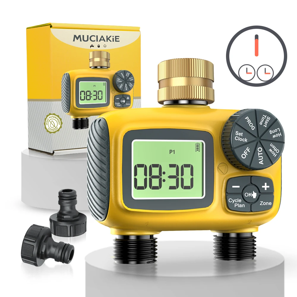 SPY366 Luxury Garden Timer Dual Outlet Watering System Controller Customizable Schedules Rain Delay Child Lock Power-Off Memory
SPY366 Luxury Garden Timer Dual Outlet Watering System Controller Customizable Schedules Rain Delay Child Lock Power-Off Memory