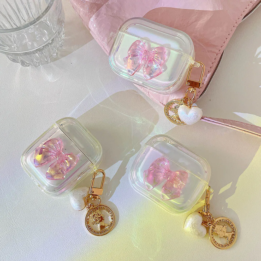 Аксессуары для наушников Apple AirPods 3, силиконовый прозрачный цветной защитный чехол с бантом для AirPod Pro 2, коробка для зарядки, брелок 
Аксессуары для наушников Apple AirPods 3, силиконовый прозрачный цветной защитный чехол с бантом для AirPod Pro 2, коробка для зарядки, брелок