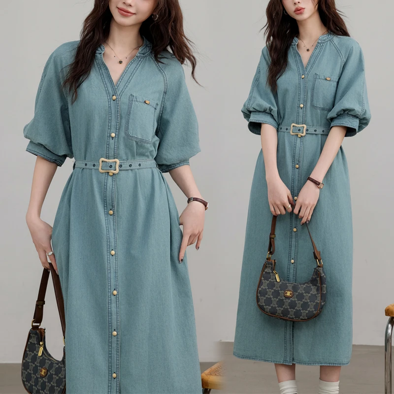 Vintage Denim Dresses for 2026 Summer Loose Plus Size Jeans Shirt Dress Office Lady Work Vestidos Female Clothing KE683
Vintage Denim Dresses for 2026 Summer Loose Plus Size Jeans Shirt Dress Office Lady Work Vestidos Female Clothing KE683