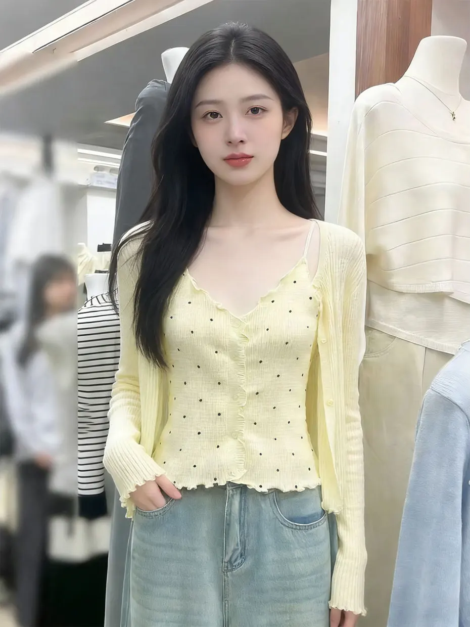Polka Dot Knitted Cardigan Shawl Women's Summer Outerwear Top Two-Piece Set Midi Dress for Party Wedding Beach Outing
Polka Dot Knitted Cardigan Shawl Women's Summer Outerwear Top Two-Piece Set Midi Dress for Party Wedding Beach Outing