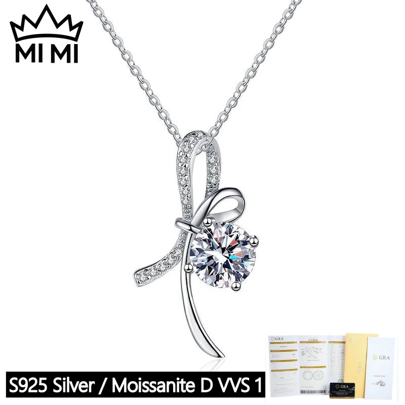 Mi Mi 925 sterling silver GRA certified D-color 1ct moissanite bow pendant necklace for women with gift box
Mi Mi 925 sterling silver GRA certified D-color 1ct moissanite bow pendant necklace for women with gift box