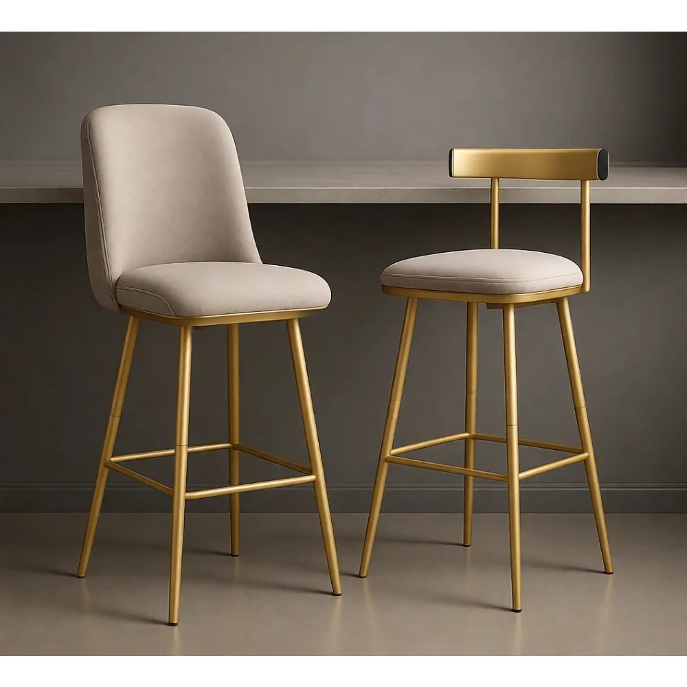 Set of Two High Barstools with Backrest Footrest and Soft PU Seat Industrial Style for Kitchen Counter or Pub Gold
Set of Two High Barstools with Backrest Footrest and Soft PU Seat Industrial Style for Kitchen Counter or Pub Gold