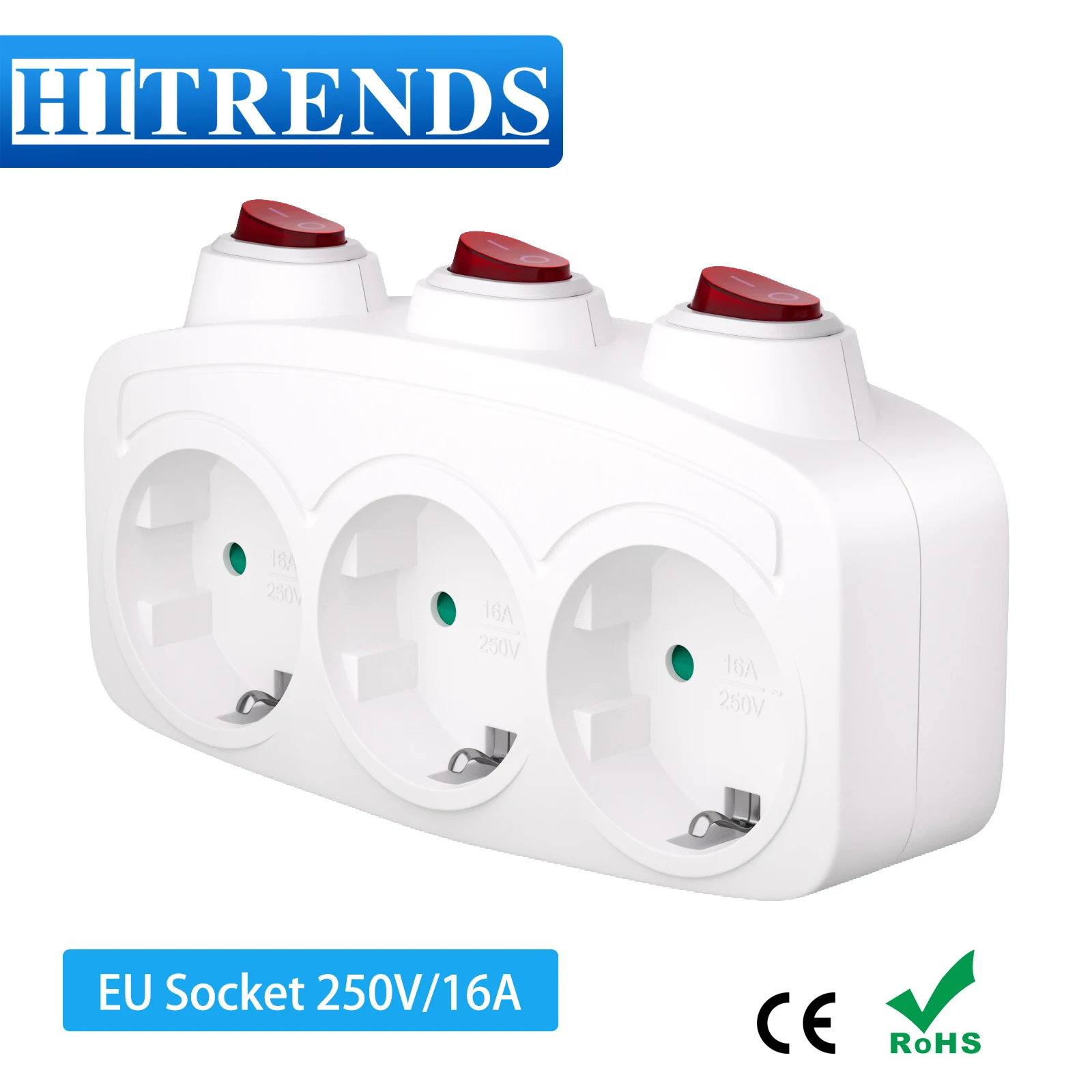 Multi Plug EU Socket Adapter With ON/OFF Individual Switch 250V European Standard Multiple Electric Sockets AC Power Converter
Multi Plug EU Socket Adapter With ON/OFF Individual Switch 250V European Standard Multiple Electric Sockets AC Power Converter