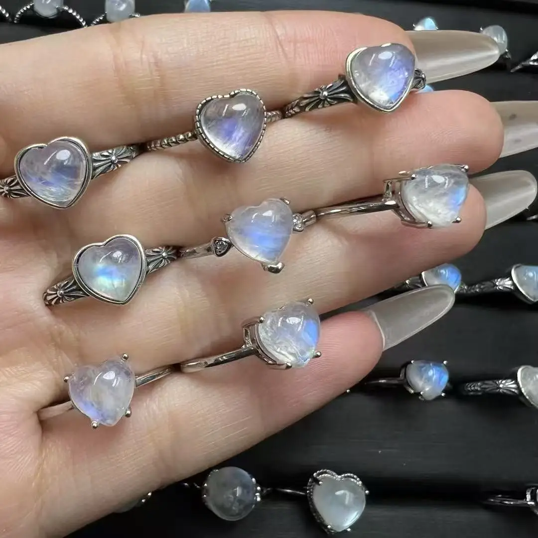 Unit One Piece 925 Silver Inlay Natural Blue Moonstone Crystal Heart Shape Stone Finger-rings For Meditation
Unit One Piece 925 Silver Inlay Natural Blue Moonstone Crystal Heart Shape Stone Finger-rings For Meditation