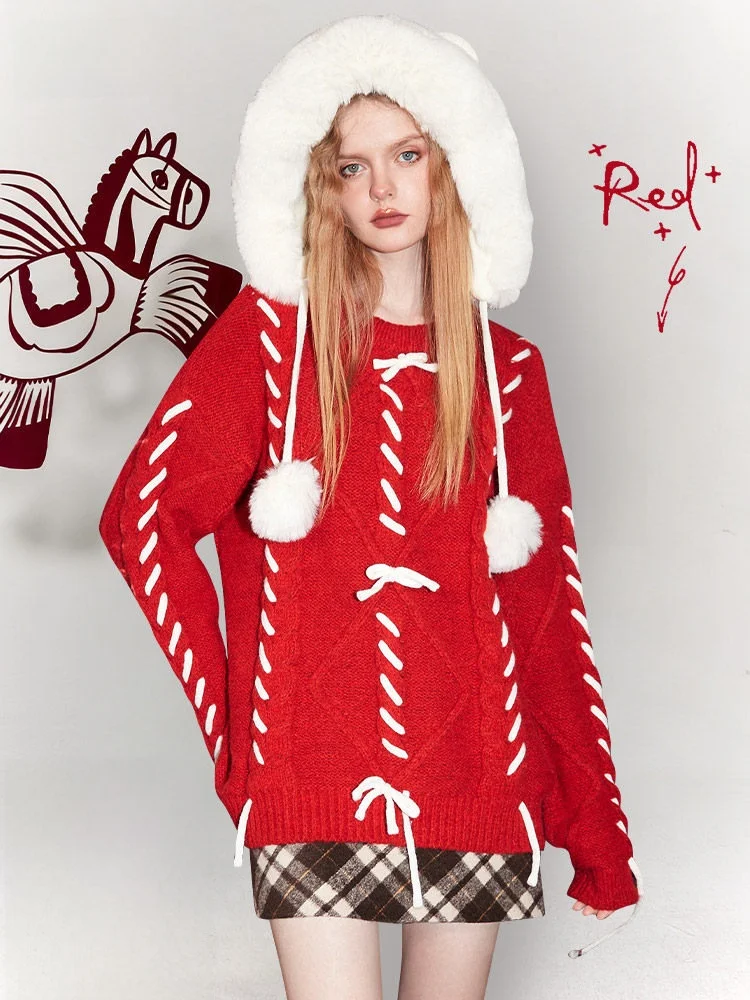 Красный свободный свитер с круглым вырезом для женщин, зимний, на Новый год, повседневный, стильный, удобный, бренд Elf Sa, длинный свитер-топ
Красный свободный свитер с круглым вырезом для женщин, зимний, на Новый год, повседневный, стильный, удобный, бренд Elf Sa, длинный свитер-топ