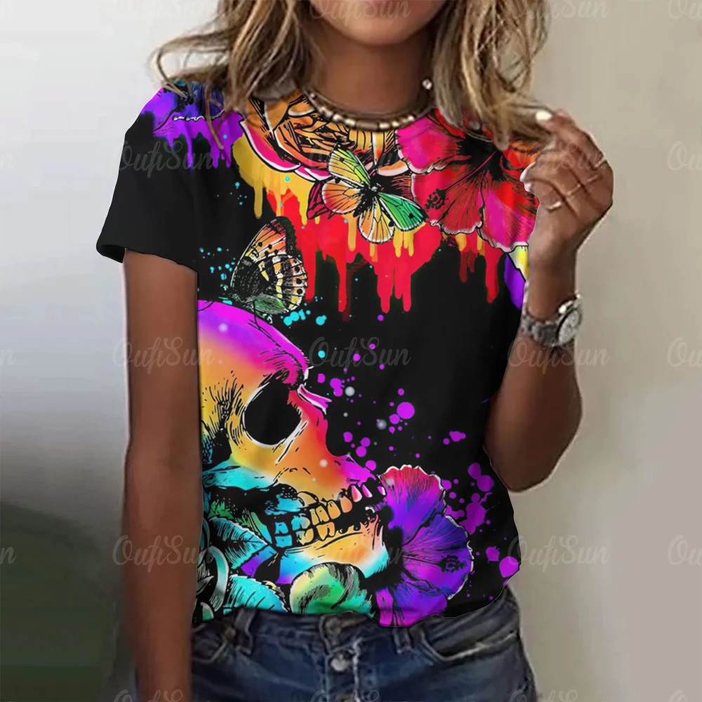 Women T-Shirt 3d Gothic Skulls Print Fashion O-Neck Ladies Tees Female Top Harajuku Short Sleeve Aesthetics Loose Woman Clothing
Women T-Shirt 3d Gothic Skulls Print Fashion O-Neck Ladies Tees Female Top Harajuku Short Sleeve Aesthetics Loose Woman Clothing