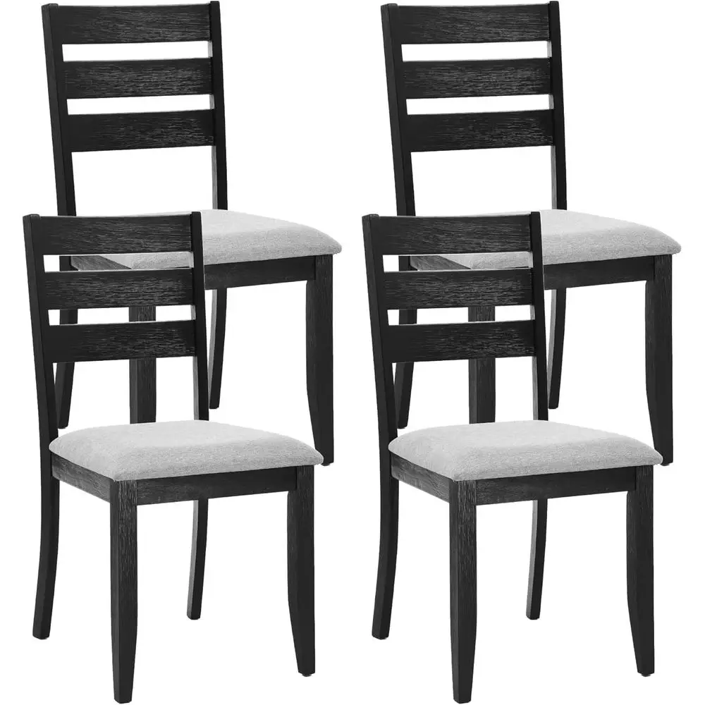 Set of 4 Wooden Ladder Back Dining Chairs with Upholstered Seats, Classic Black Kitchen Chairs for Restaurant or Home Dining Roo
Set of 4 Wooden Ladder Back Dining Chairs with Upholstered Seats, Classic Black Kitchen Chairs for Restaurant or Home Dining Roo