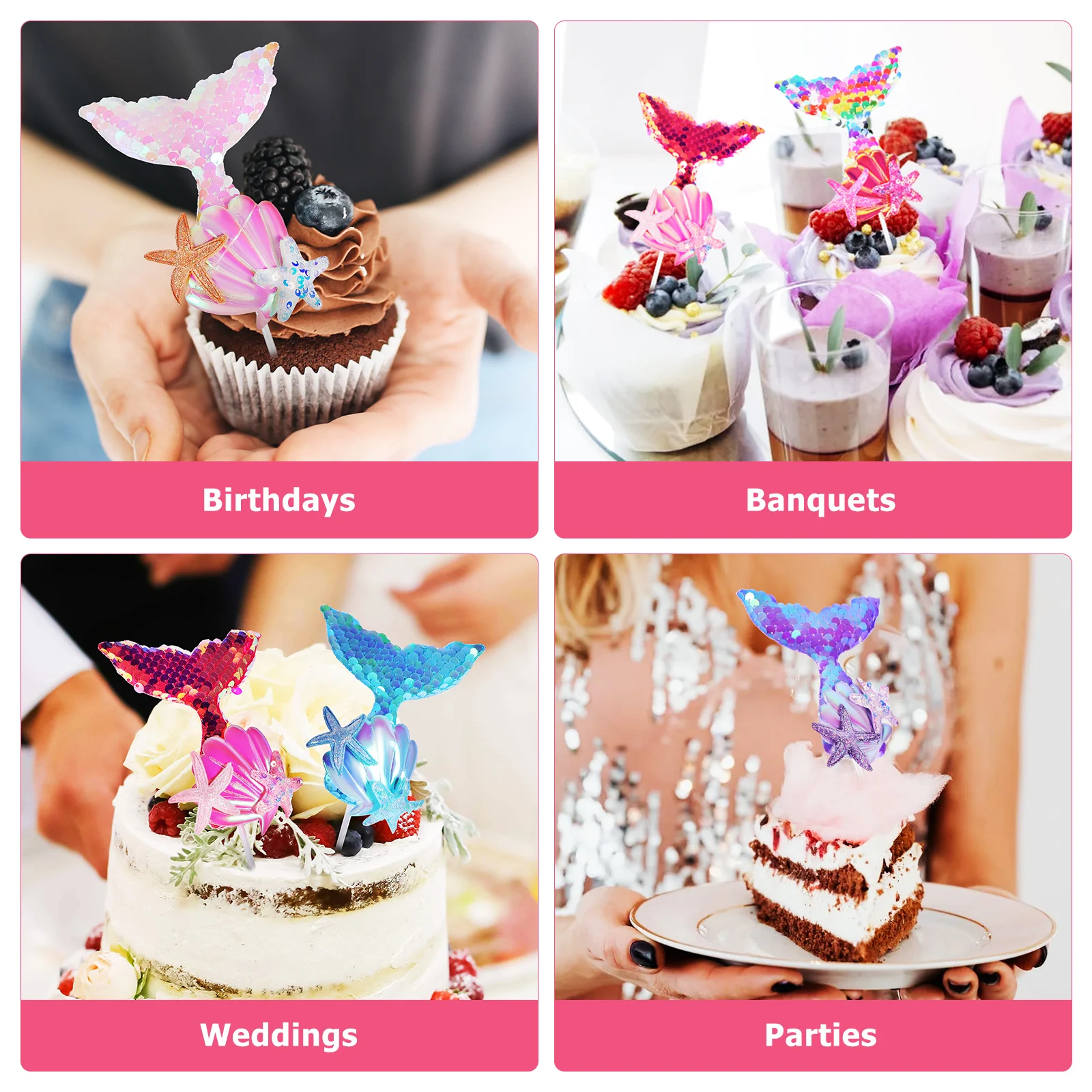 6 Pcs Birthday Cake Decorations Marine Sequins Mermaid Cupcake Top Hat under The Sea Topper Baby
6 Pcs Birthday Cake Decorations Marine Sequins Mermaid Cupcake Top Hat under The Sea Topper Baby