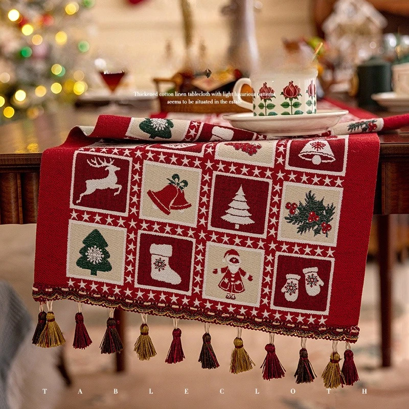Christmas Table Runner Atmosphere Jacquard Dining Table Long Stripe Tassel Decoration Table Flag Suitable for Multiple Scenarios
Christmas Table Runner Atmosphere Jacquard Dining Table Long Stripe Tassel Decoration Table Flag Suitable for Multiple Scenarios