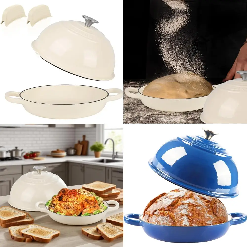 Enameled Cast Iron Dutch Oven Pot, Non-Stick Bread Baking Dish for Oven and Stovetop, White, Perfect for Baking Bread and More
Enameled Cast Iron Dutch Oven Pot, Non-Stick Bread Baking Dish for Oven and Stovetop, White, Perfect for Baking Bread and More