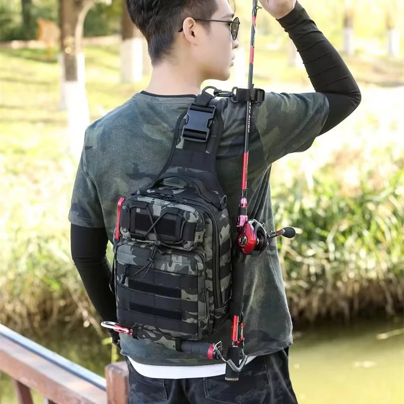 Lure Fishing Chest Bag with Rod Holder Tactical Sports Hunting Cycling Camping Single Shoulder Bags Portable Tackle Fanny Pack
Lure Fishing Chest Bag with Rod Holder Tactical Sports Hunting Cycling Camping Single Shoulder Bags Portable Tackle Fanny Pack