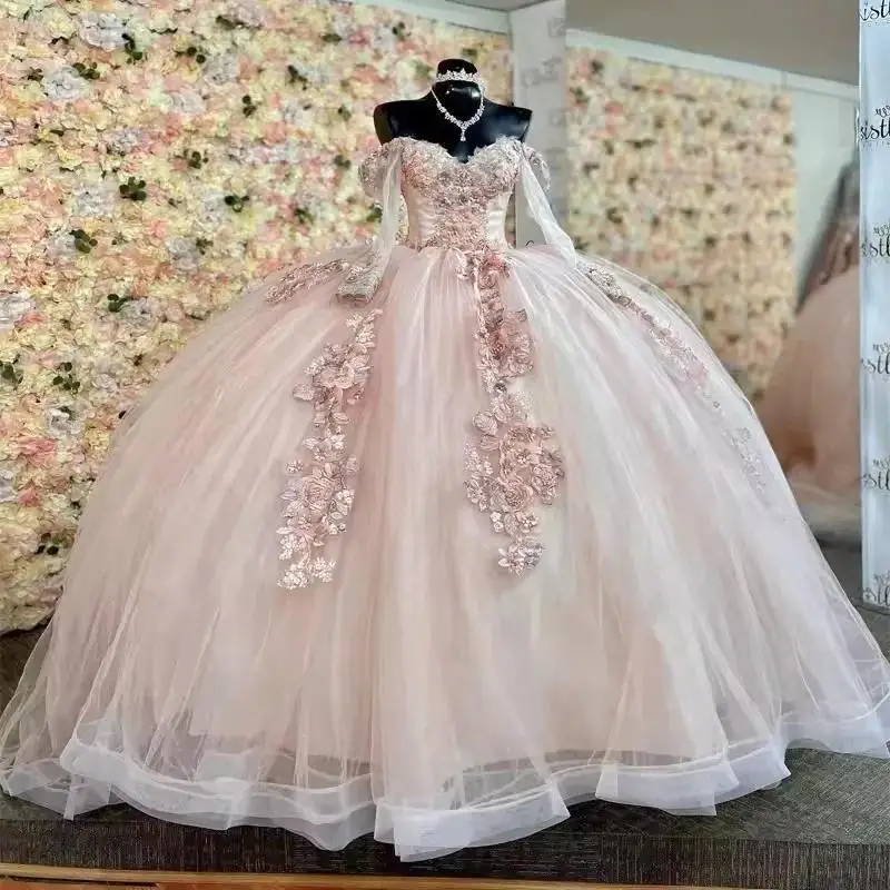 Customized Light Pink Tulle Princess Quinceanera Dress Lace flower Appliqued Ruffle Vestidos De 15 Años Formal Gown
Customized Light Pink Tulle Princess Quinceanera Dress Lace flower Appliqued Ruffle Vestidos De 15 Años Formal Gown