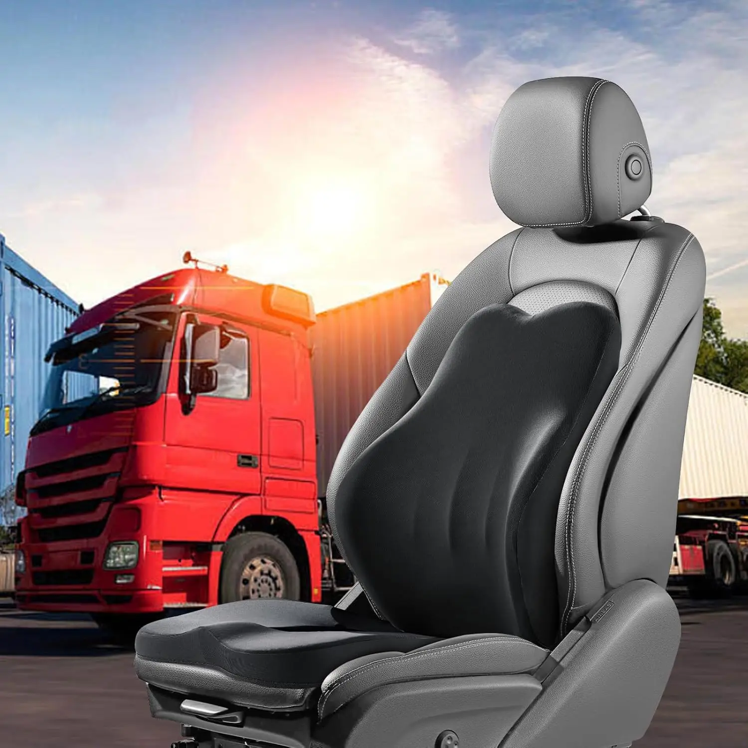Memory Foam Truck Seat Cushion for Drivers, Semi Truck Seat Pad & Back Support, Black
Memory Foam Truck Seat Cushion for Drivers, Semi Truck Seat Pad & Back Support, Black