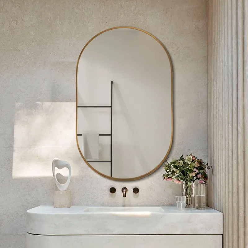 Aluminum frame oval bathroom mirror wall-mounted light luxury bathroom mirror
Aluminum frame oval bathroom mirror wall-mounted light luxury bathroom mirror