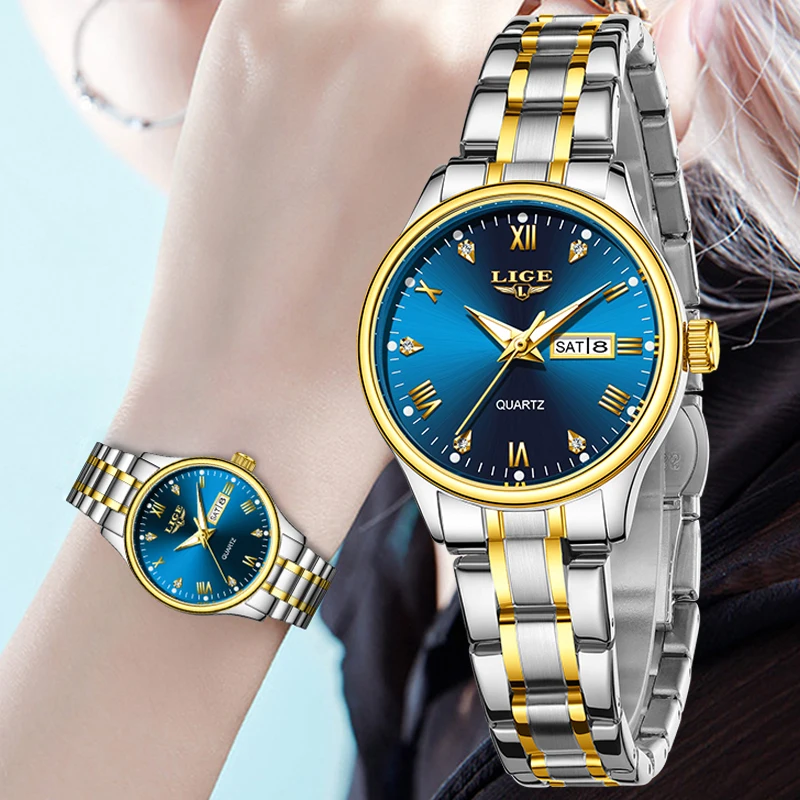 Часы LIGE для женщин, модные элегантные водонепроницаемые светящиеся часы из нержавеющей стали, календарь недели, женские роскошные кварцевые наручные часы
Часы LIGE для женщин, модные элегантные водонепроницаемые светящиеся часы из нержавеющей стали, календарь недели, женские роскошные кварцевые наручные часы