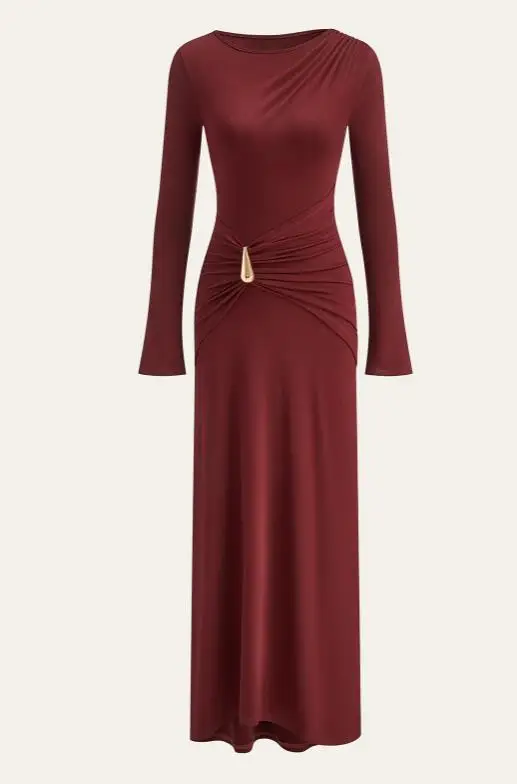 Winter New Women's Fashion Solid Round Neck Slim Metallic Decor Long Sleeve Dress 2026 Temperament Female Elegant Sexy Dresses
Winter New Women's Fashion Solid Round Neck Slim Metallic Decor Long Sleeve Dress 2026 Temperament Female Elegant Sexy Dresses