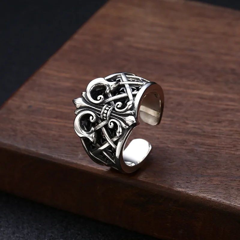 s925 sterling silver ring boat anchor men's ring index finger with opening vintage distressed black heavy industry ornament
s925 sterling silver ring boat anchor men's ring index finger with opening vintage distressed black heavy industry ornament