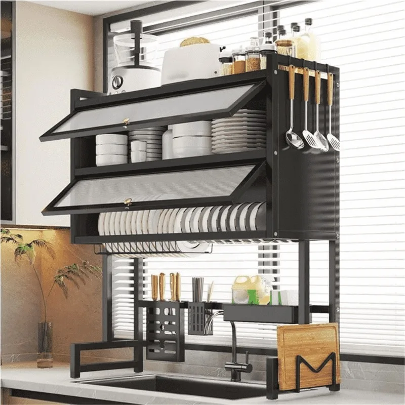 Modern Dual-Layer Iron Kitchen Sink Rack Multi-Functional Dish Organizer for Dinnerware Home Use Dustproof Drainage Cabinet
Modern Dual-Layer Iron Kitchen Sink Rack Multi-Functional Dish Organizer for Dinnerware Home Use Dustproof Drainage Cabinet