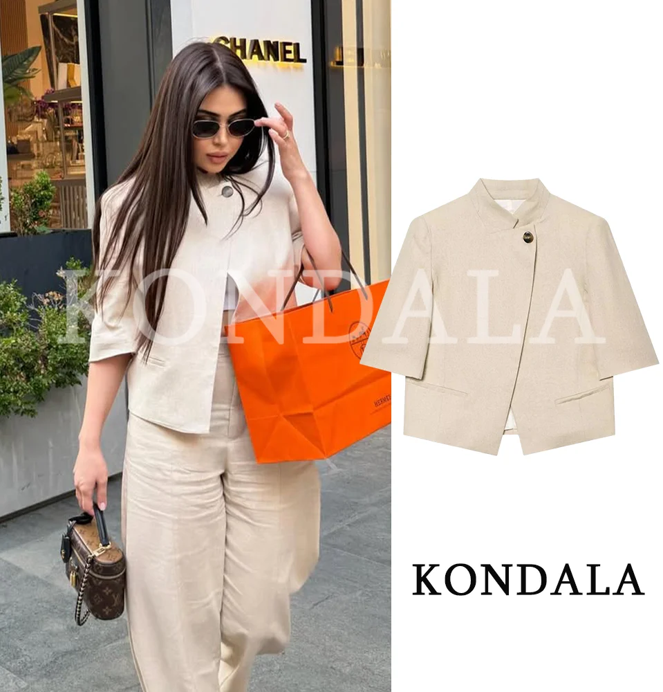 Women Elegant Short Sleeve Blazer KONDALA 2026 Summer Trendy Lady Single Button Short Blazer Female Commute Leisure Chic Blazers
Women Elegant Short Sleeve Blazer KONDALA 2026 Summer Trendy Lady Single Button Short Blazer Female Commute Leisure Chic Blazers