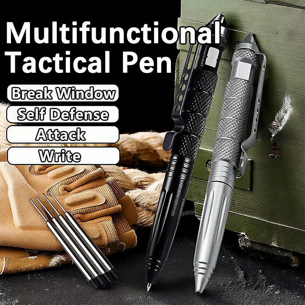 Multi-functional Metal Tactical Pen Self Defense Ballpoint Pen Wilderness Survival EDC Tool Emergency Glass Breaker
Multi-functional Metal Tactical Pen Self Defense Ballpoint Pen Wilderness Survival EDC Tool Emergency Glass Breaker