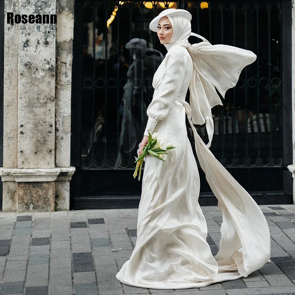 Muslim 2024 Exquisite Ivory A-line Wedding Dresses Ribbon Button High Collar Brush Train Bride Gown Floor Length robe de mariée
Muslim 2024 Exquisite Ivory A-line Wedding Dresses Ribbon Button High Collar Brush Train Bride Gown Floor Length robe de mariée