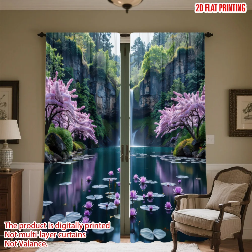 2D flat printing 2pcs Curtain Serene Waterfall and Blossoms Digital Printed Polyester Drapes Holiday Decorations for Photo
2D flat printing 2pcs Curtain Serene Waterfall and Blossoms Digital Printed Polyester Drapes Holiday Decorations for Photo