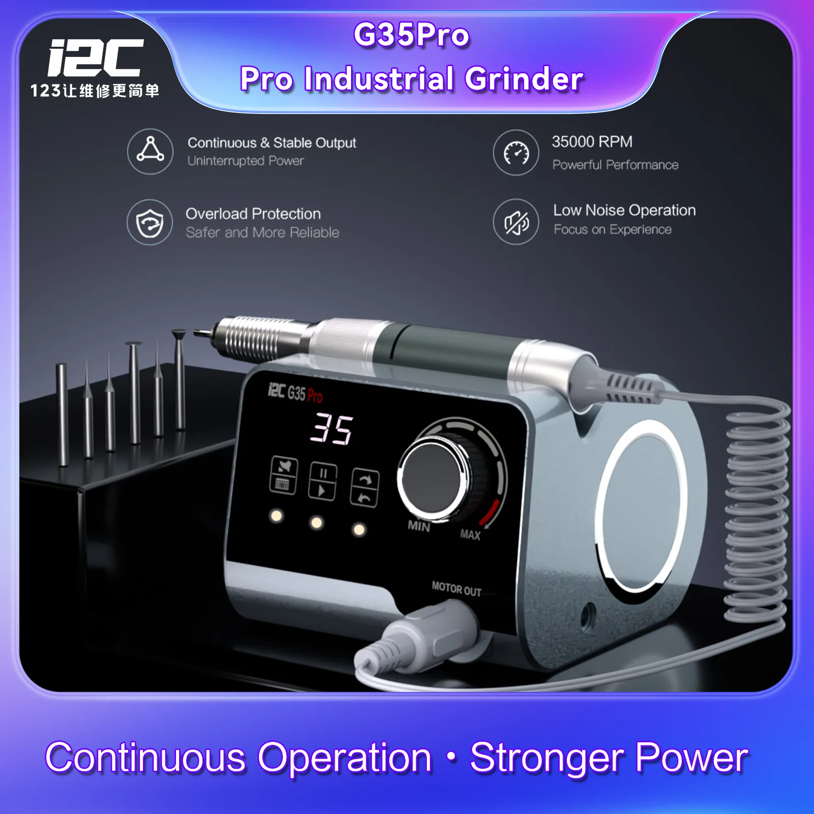 I2C G35 Electric Grinding Pen 35000 RPM Type-C Rechargeable Grinding Tools with 6 Type Grinding Bits for Mobile Phone Repair
I2C G35 Electric Grinding Pen 35000 RPM Type-C Rechargeable Grinding Tools with 6 Type Grinding Bits for Mobile Phone Repair