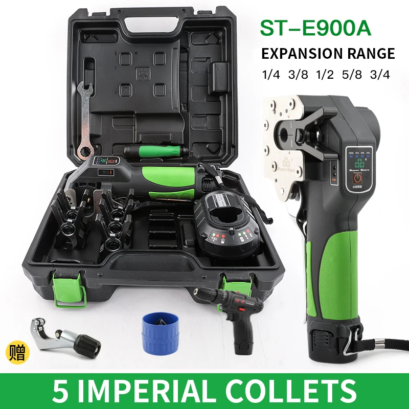Electric Copper Flare Tool Cordless Super Star ST-E900A Manual/Automatic Lithium Battery Expander Set For Copper Tube Flaring
Electric Copper Flare Tool Cordless Super Star ST-E900A Manual/Automatic Lithium Battery Expander Set For Copper Tube Flaring