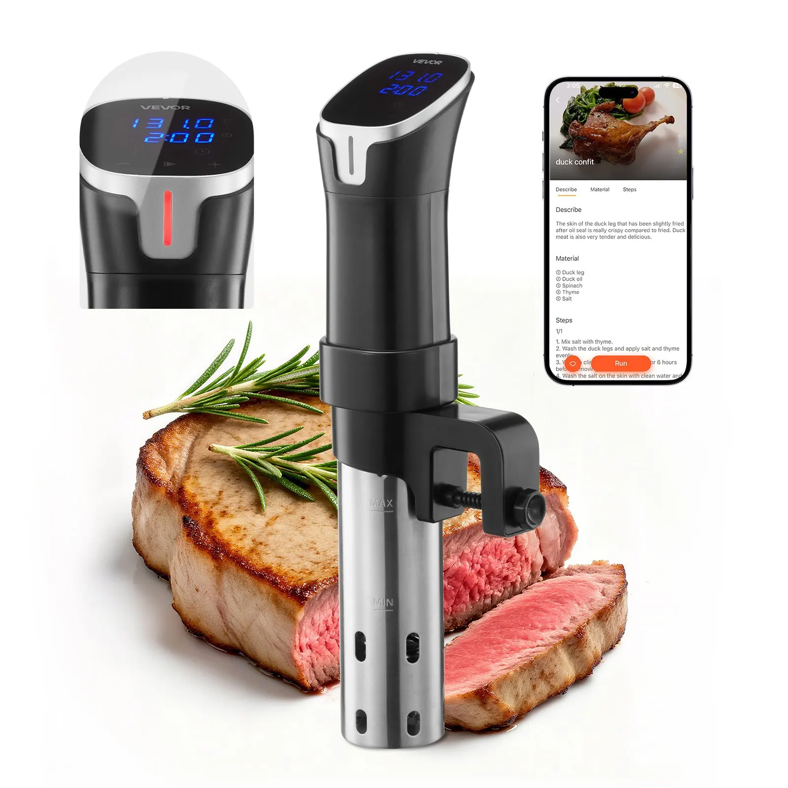 Sous Vide Precision Cooker, 1100W Sous-Vide Cooking Machine, WIFI Immersion Circulator With LED Digital Display, Fast-Heating,
Sous Vide Precision Cooker, 1100W Sous-Vide Cooking Machine, WIFI Immersion Circulator With LED Digital Display, Fast-Heating,
