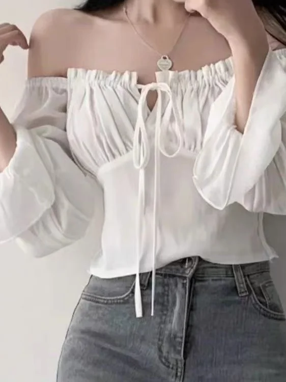 Chic Spring Slim Fit Short Square Collar Bubble Sleeve Ribbon Tie Chiffon Shirt Women's One Shoulder Business Casual Top
Chic Spring Slim Fit Short Square Collar Bubble Sleeve Ribbon Tie Chiffon Shirt Women's One Shoulder Business Casual Top