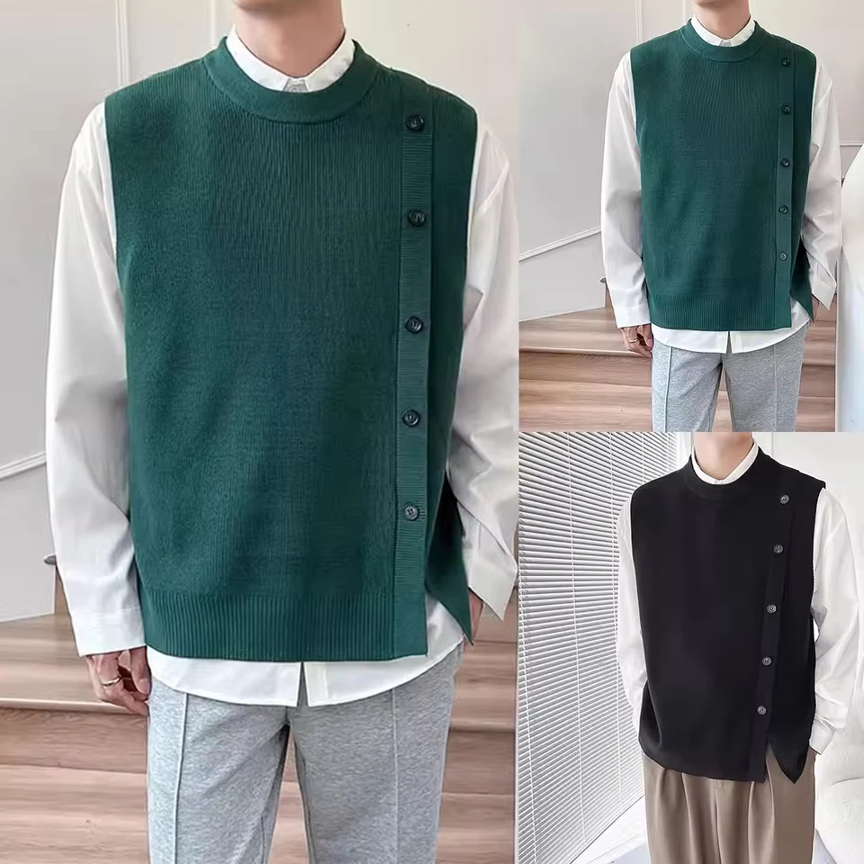 Korean Streetwear Zip Up Sweater Tops Men'S Crewneck Sleeveless Business Vest Round Neck Formal Sports Knit Sweater 가을남성의류
Korean Streetwear Zip Up Sweater Tops Men'S Crewneck Sleeveless Business Vest Round Neck Formal Sports Knit Sweater 가을남성의류