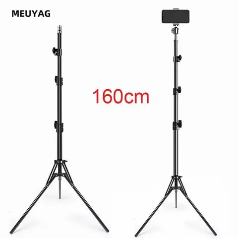 MEUYAG 160cm Tripod Landing Type Camera Anchor Selfie Light Frame Metal Thermometer Phone Holder Live Broadcast ﻿