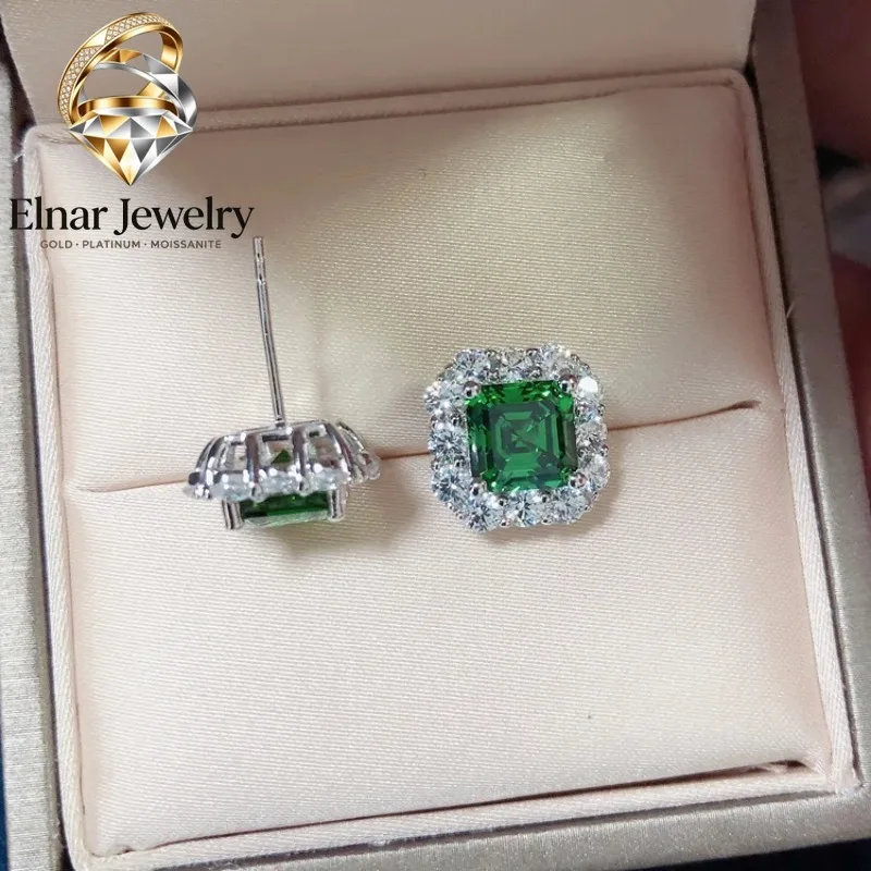 Elnar Jewelry Luxury Solid Platinum PT950 Women's Emerald Square 2CT Diamond Stud Earrings Green Raydion Stud Earrings
Elnar Jewelry Luxury Solid Platinum PT950 Women's Emerald Square 2CT Diamond Stud Earrings Green Raydion Stud Earrings
