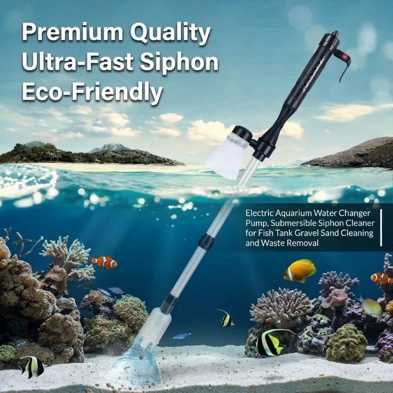 Electric Aquarium Water Changer Pump, Submersible Siphon Cleaner for Fish Tank Gravel Sand Cleaning and Waste Removal
Electric Aquarium Water Changer Pump, Submersible Siphon Cleaner for Fish Tank Gravel Sand Cleaning and Waste Removal