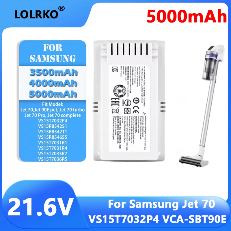 2026 Original replacement battery 21.6 V 5000mAh for samsung jet 70 VS15T7032P4 VCA-SBT90E Vacuum Cleaner Batteries
2026 Original replacement battery 21.6 V 5000mAh for samsung jet 70 VS15T7032P4 VCA-SBT90E Vacuum Cleaner Batteries