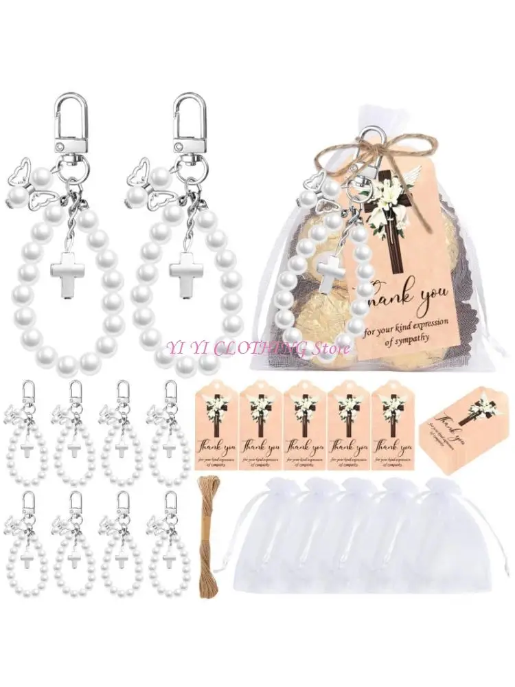 N5KF 10Sets Elegant Pearls Crosses Keychain Gifts With Thank You Labels in Organza Bags
N5KF 10Sets Elegant Pearls Crosses Keychain Gifts With Thank You Labels in Organza Bags