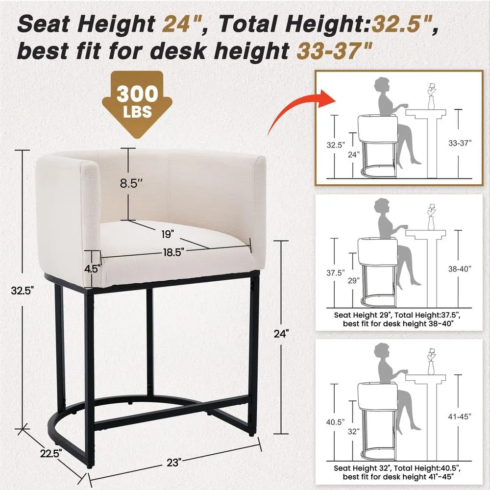 Modern Counter Height Linen Fabric Upholstered Counter Stools Set of 3, 24 Inch Kitchen Island Stool with Black Tubular Frame,
Modern Counter Height Linen Fabric Upholstered Counter Stools Set of 3, 24 Inch Kitchen Island Stool with Black Tubular Frame,