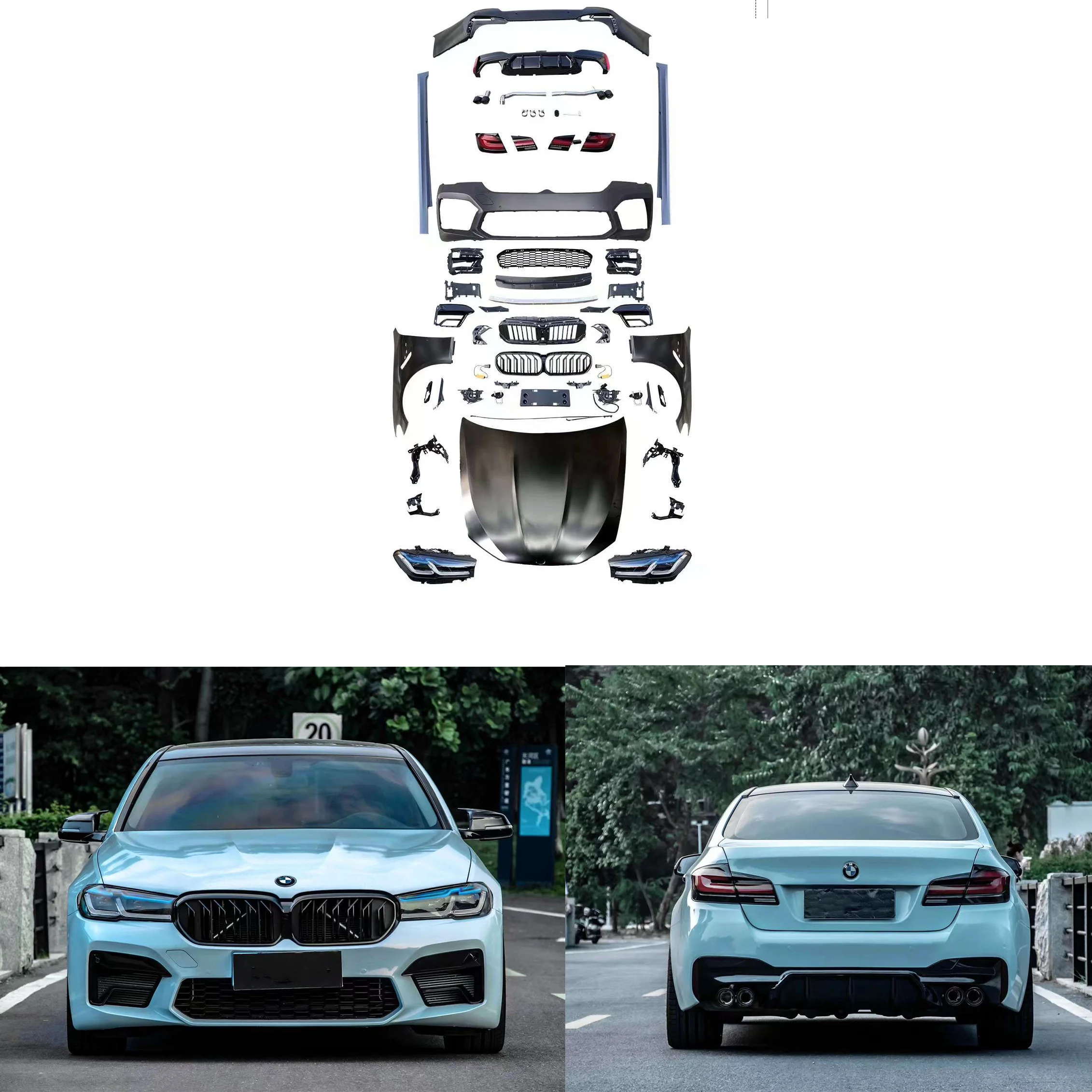 Обвесы для BMW серии 5 F10/F18, обновление 2022, BMW M5, крылья, решетка, боковая юбка, комплект кузова, передний бампер, задний диффузор
Обвесы для BMW серии 5 F10/F18, обновление 2022, BMW M5, крылья, решетка, боковая юбка, комплект кузова, передний бампер, задний диффузор