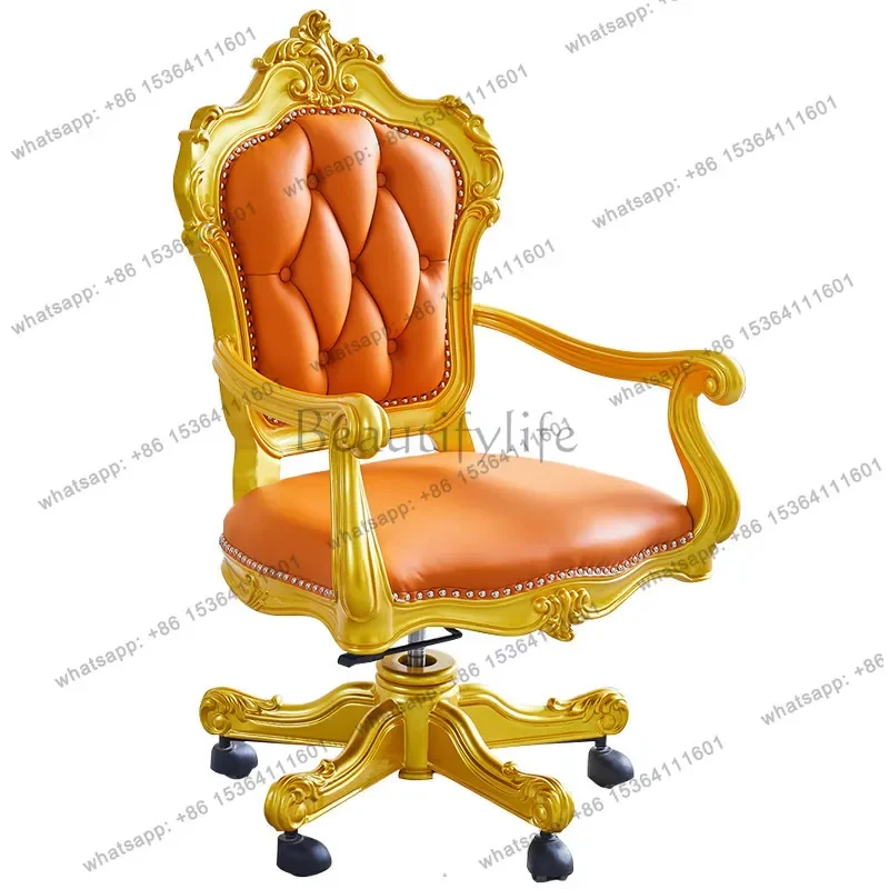 12Solid wood book chair American luxury villa carving gold painting silver office study computer swivel chair
12Solid wood book chair American luxury villa carving gold painting silver office study computer swivel chair