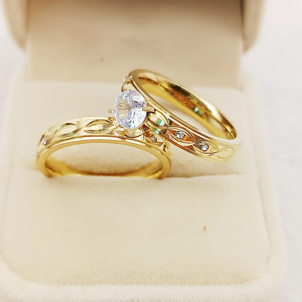 2pcs Nice Pattern Ladies Cz Diamond Wedding Engagement Rings Bridal Sets For women 24k Gold Plated Jewelry Love commitment
2pcs Nice Pattern Ladies Cz Diamond Wedding Engagement Rings Bridal Sets For women 24k Gold Plated Jewelry Love commitment