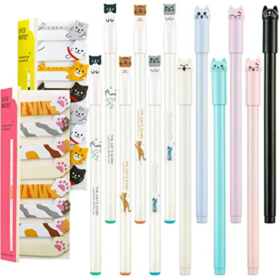 Office school stationery set: plastic cat-design gel pens and kawaii sticky notespastel pink, blue, yellow; smooth ink, durable
Office school stationery set: plastic cat-design gel pens and kawaii sticky notespastel pink, blue, yellow; smooth ink, durable