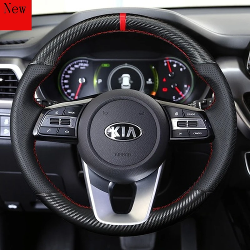 Hand-Stitched Leather Suede Carbon Fibre Car Steering Wheel Cover for Kia K2 Forte K5 KX1 K3 Sportage R K4 KX7 Accessories
Hand-Stitched Leather Suede Carbon Fibre Car Steering Wheel Cover for Kia K2 Forte K5 KX1 K3 Sportage R K4 KX7 Accessories