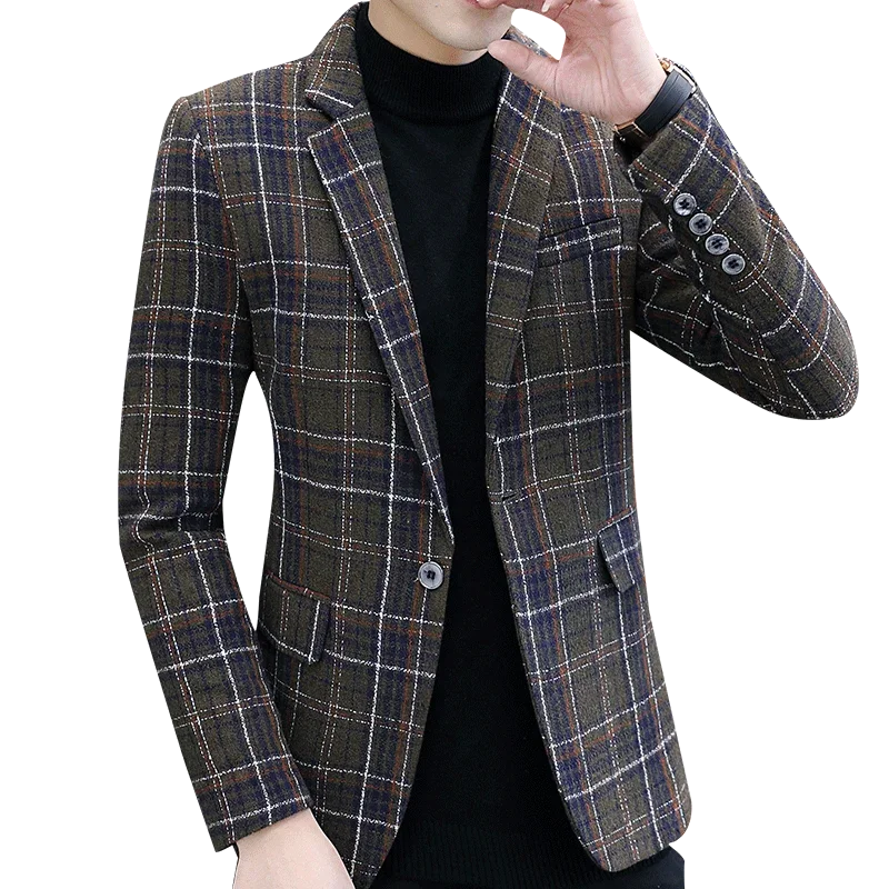 Men's Autumn and Winter New Business Casual Slim Line Plaid Long-sleeved Suit Jacket Jacket A Single-breasted Back Slit Suit
Men's Autumn and Winter New Business Casual Slim Line Plaid Long-sleeved Suit Jacket Jacket A Single-breasted Back Slit Suit