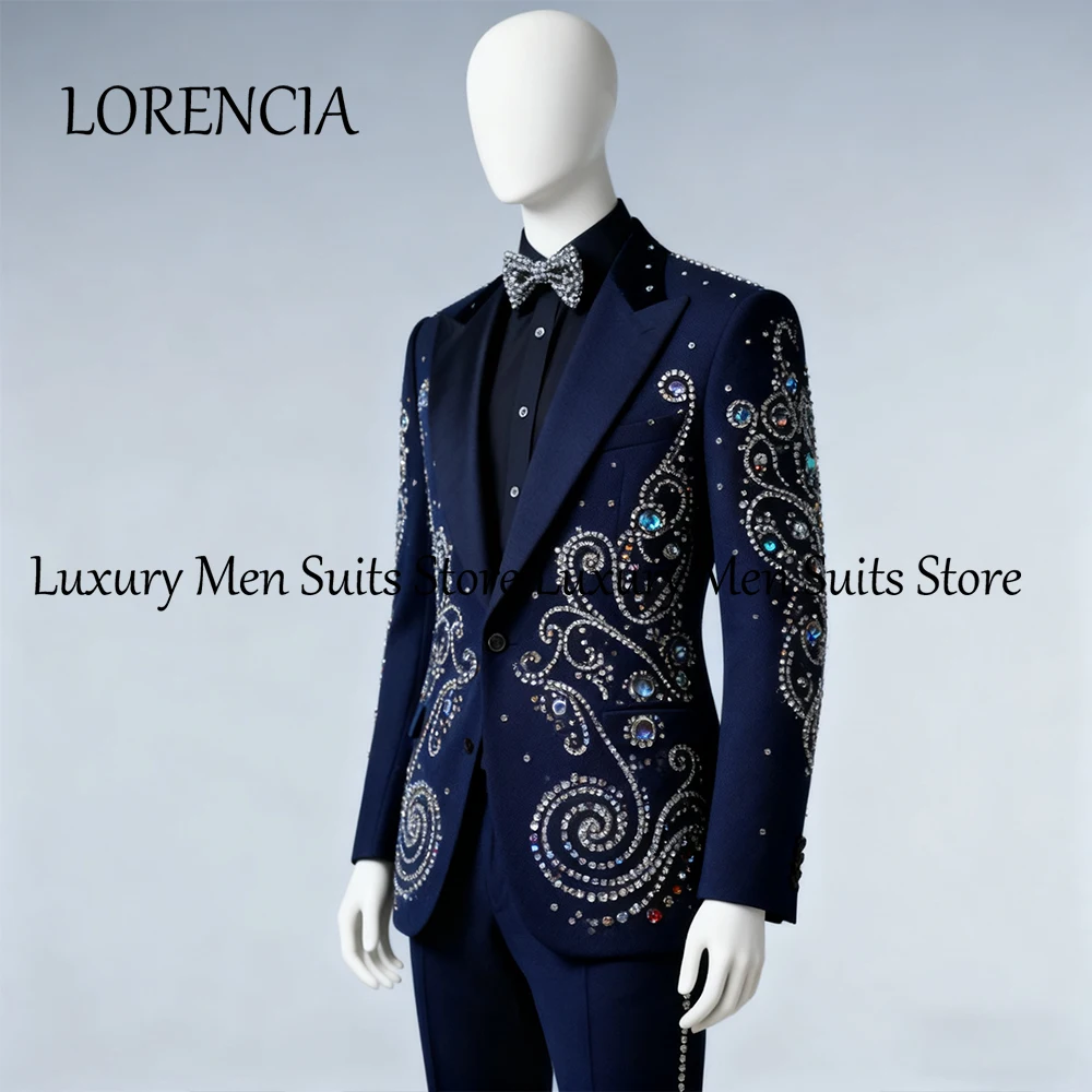 Мужские костюмы со сверкающими бриллиантами, 2 предмета, блестящие смокинги с кристаллами, наряды для свадебной вечеринки, 2025 г., блейзер на заказ, брюки, костюмы для мужчин
Мужские костюмы со сверкающими бриллиантами, 2 предмета, блестящие смокинги с кристаллами, наряды для свадебной вечеринки, 2025 г., блейзер на заказ, брюки, костюмы для мужчин